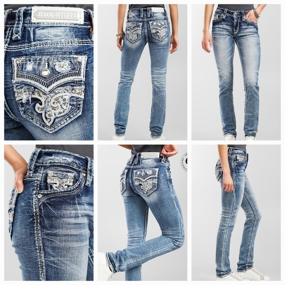 🐆NeW!!🐆 ROCK REVIVAL CELINDA CHEETAH ANIMAL PRINT STRAIGHT JEANS SIZE 27 - Picture 3 of 15